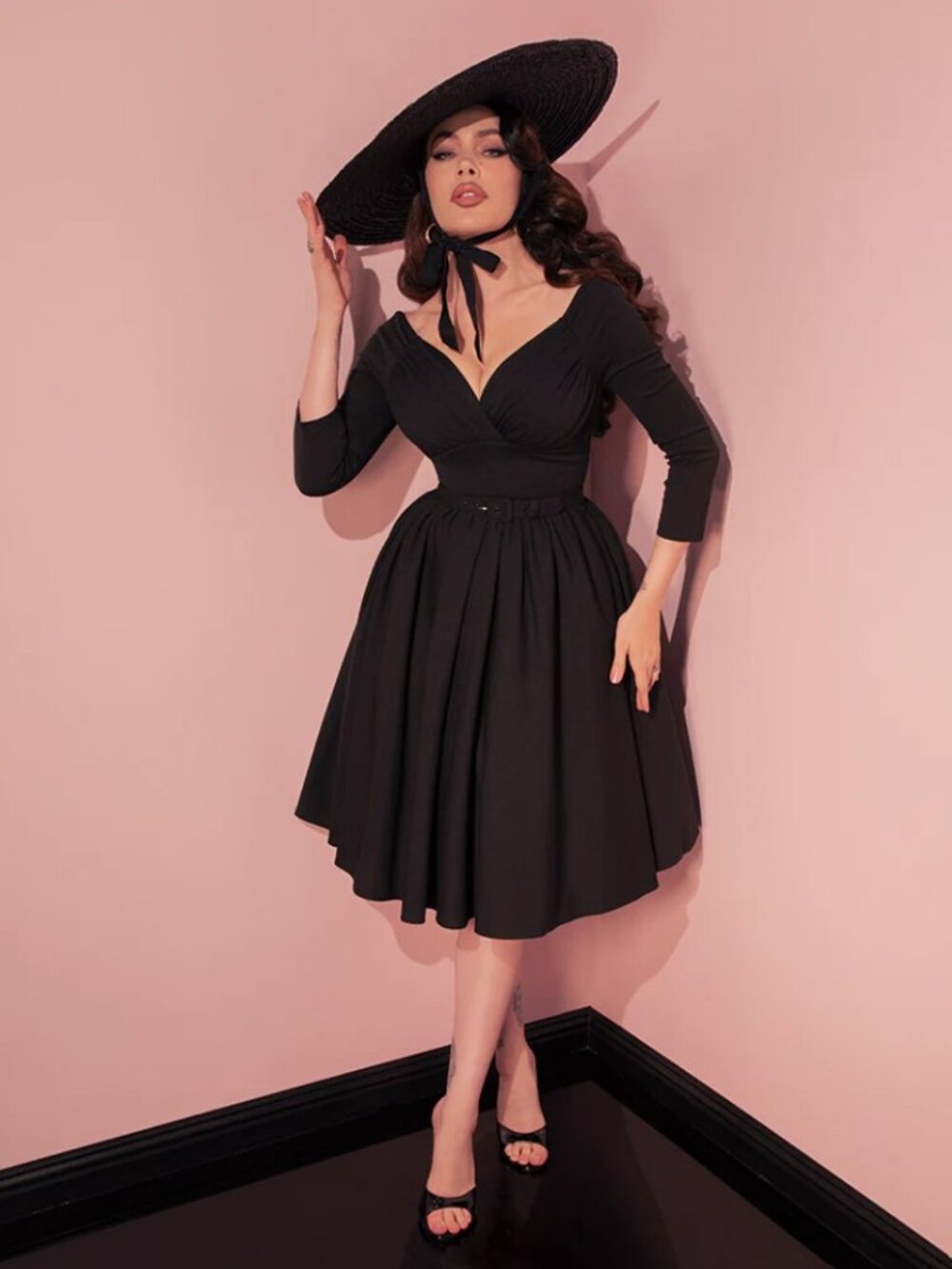 NWT - Vixen by Micheline Pitt Black Starlet Swing Dress - Picture 2 of 9